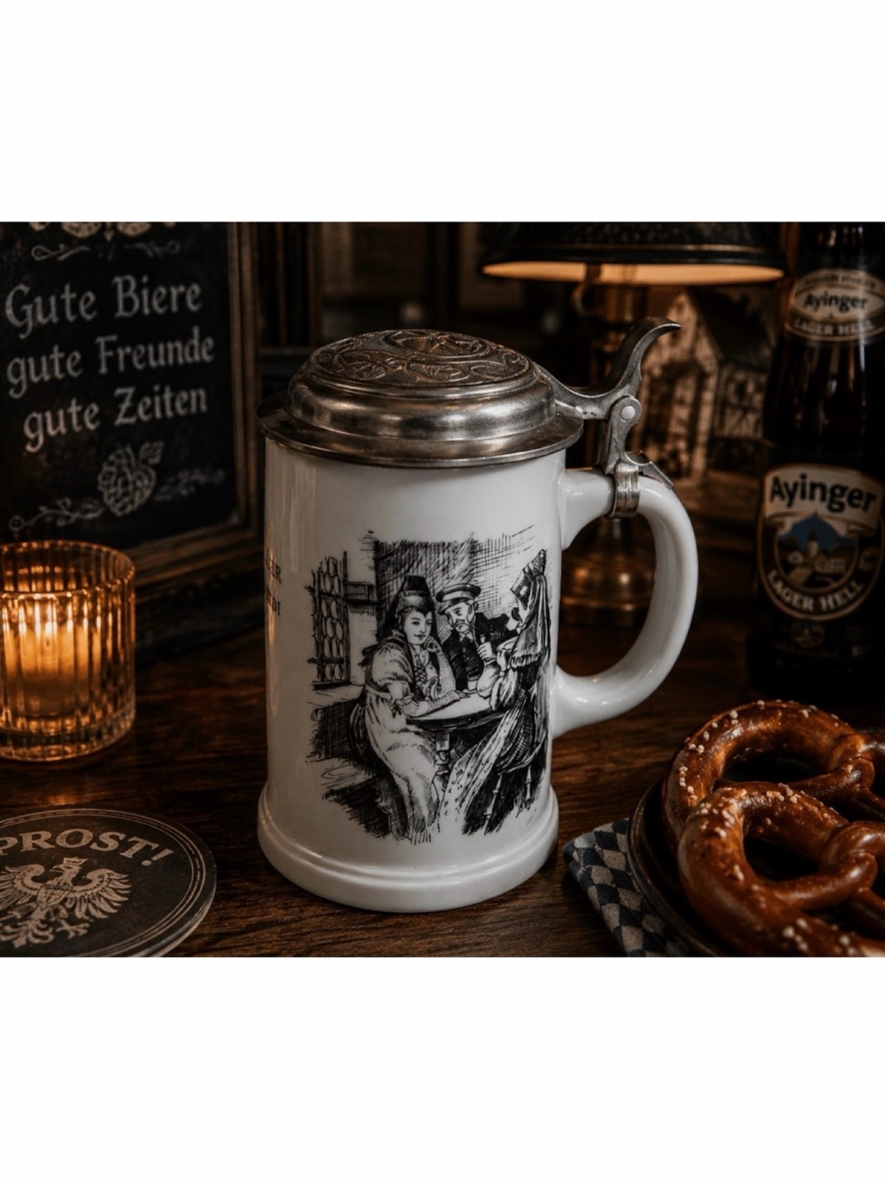 (VTG) German Beer Stein Lidded Mug